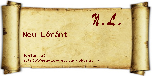 Neu Lóránt névjegykártya